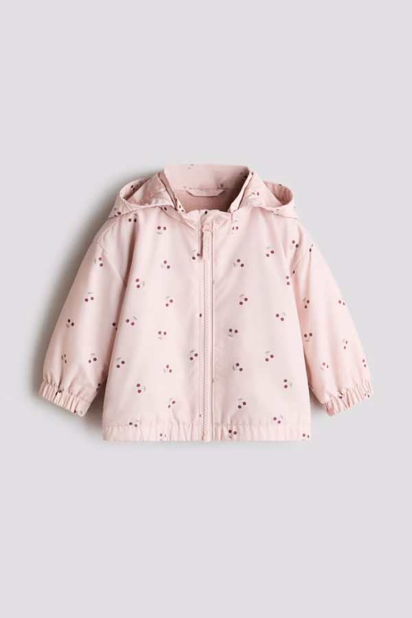 H&M Fleece-Lined Jacket – Light pink/cherries | 6-9M