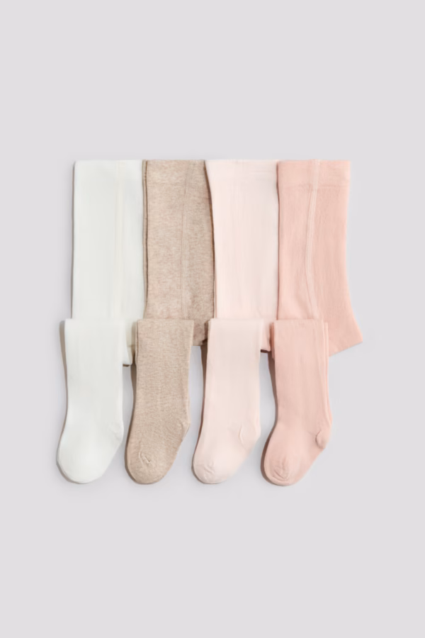 H&M 4-Pack Fine-Knit Tights – Light pink/beige | 6-12M